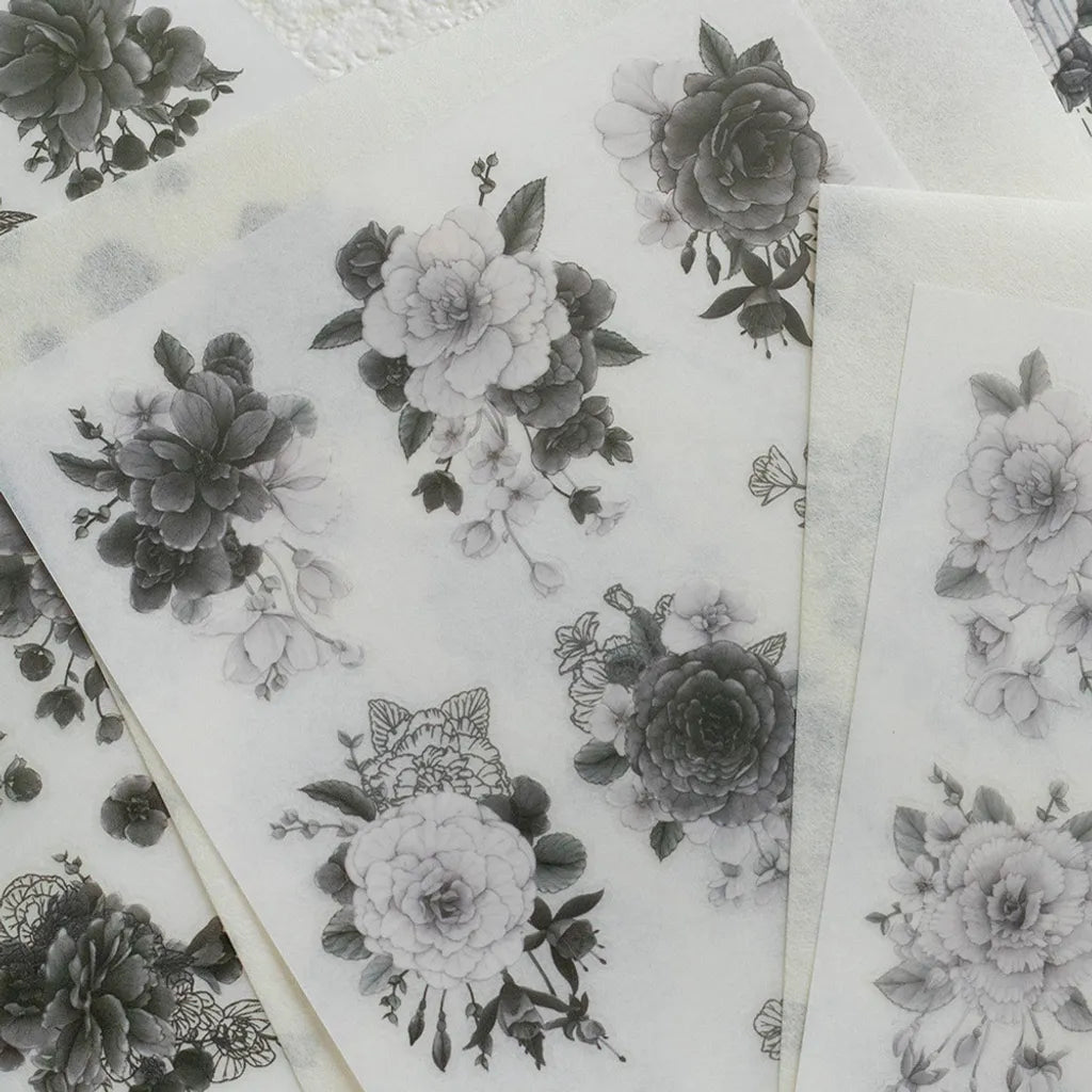 Loidesign Print-On Sticker Set - Black and White Begonia