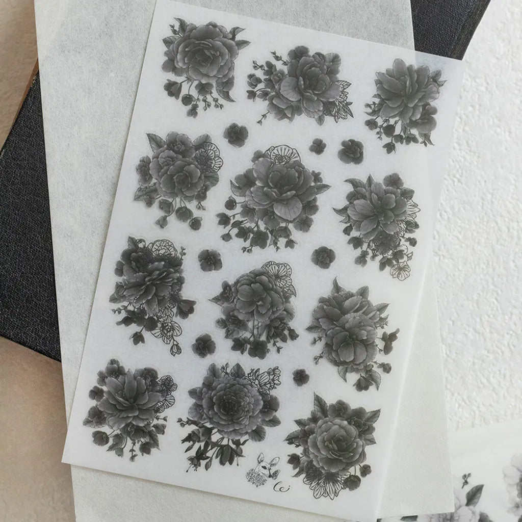 Loidesign Print-On Sticker Set - Black and White Begonia