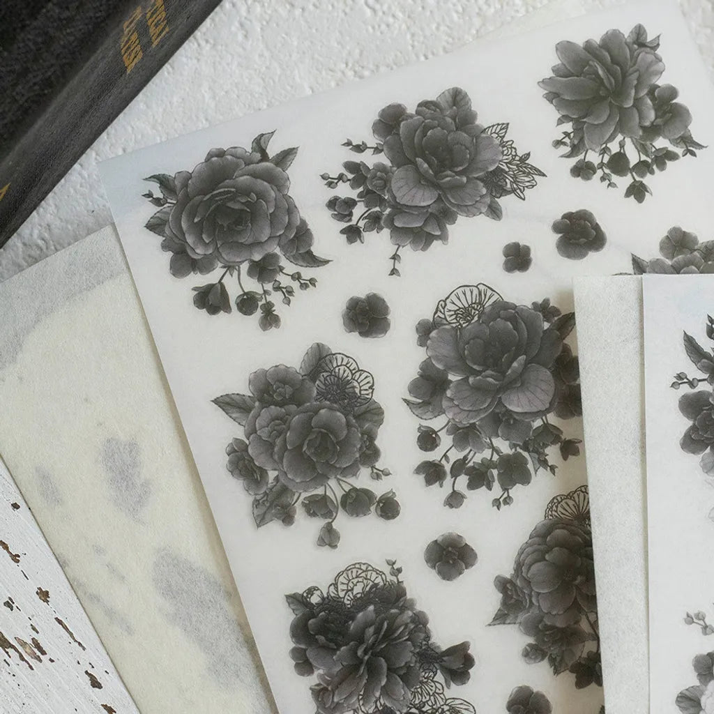 Loidesign Print-On Sticker Set - Black and White Begonia