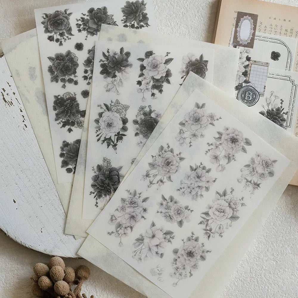 Loidesign Print-On Sticker Set - Black and White Begonia