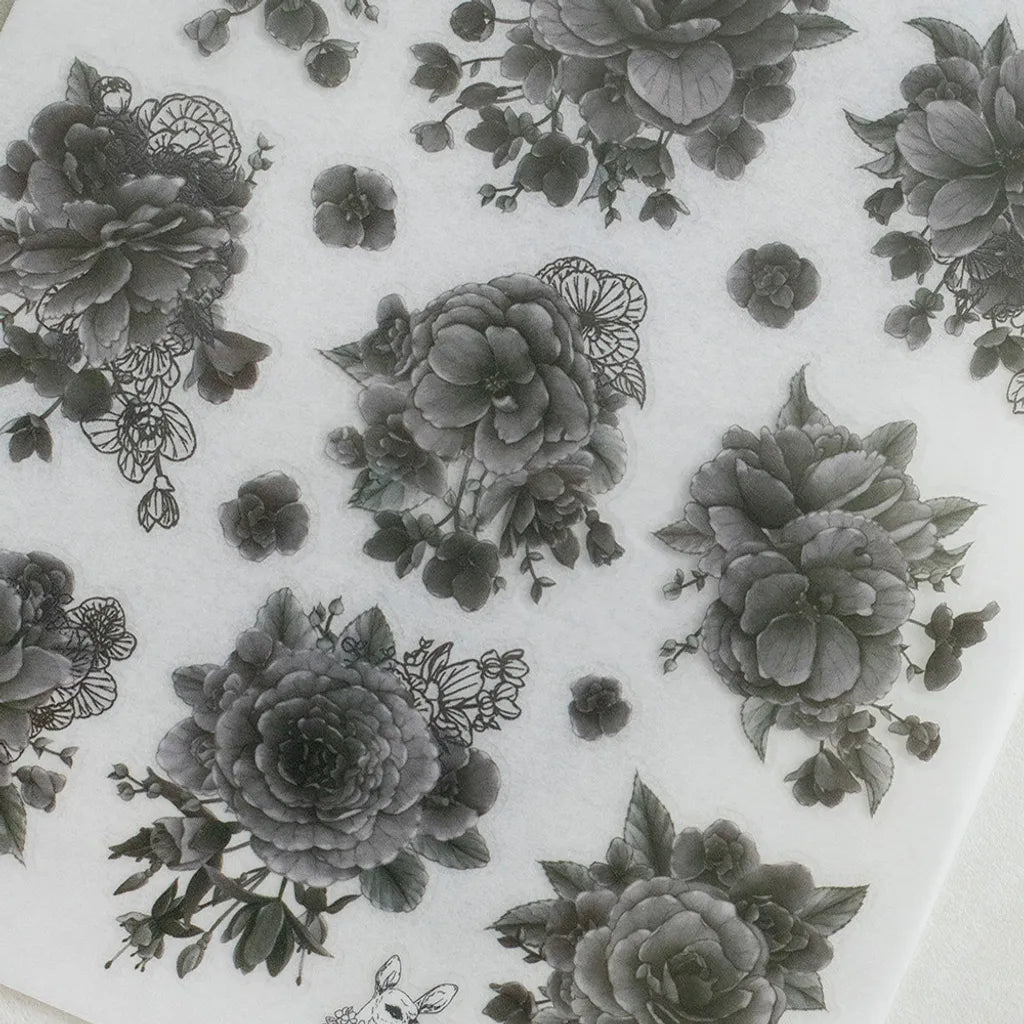 Loidesign Print-On Sticker Set - Black and White Begonia