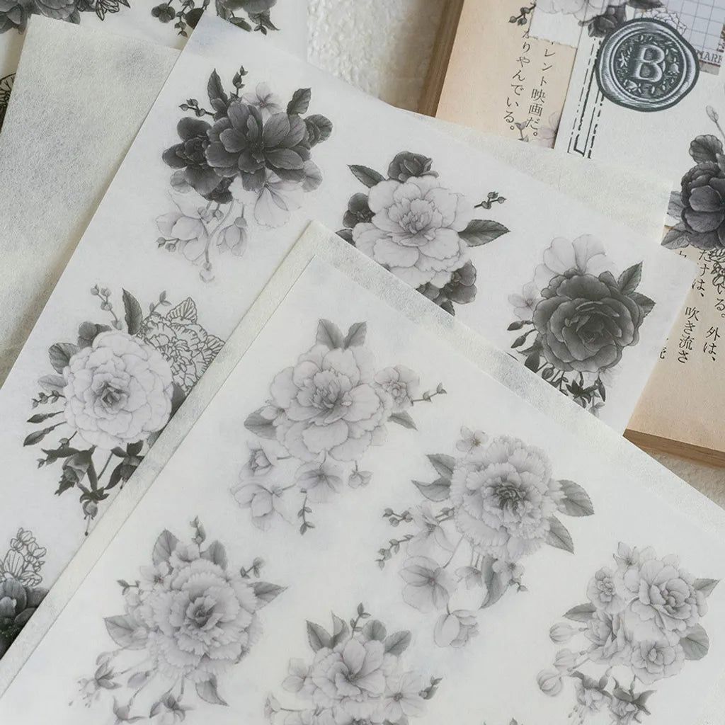 Loidesign Print-On Sticker Set - Black and White Begonia
