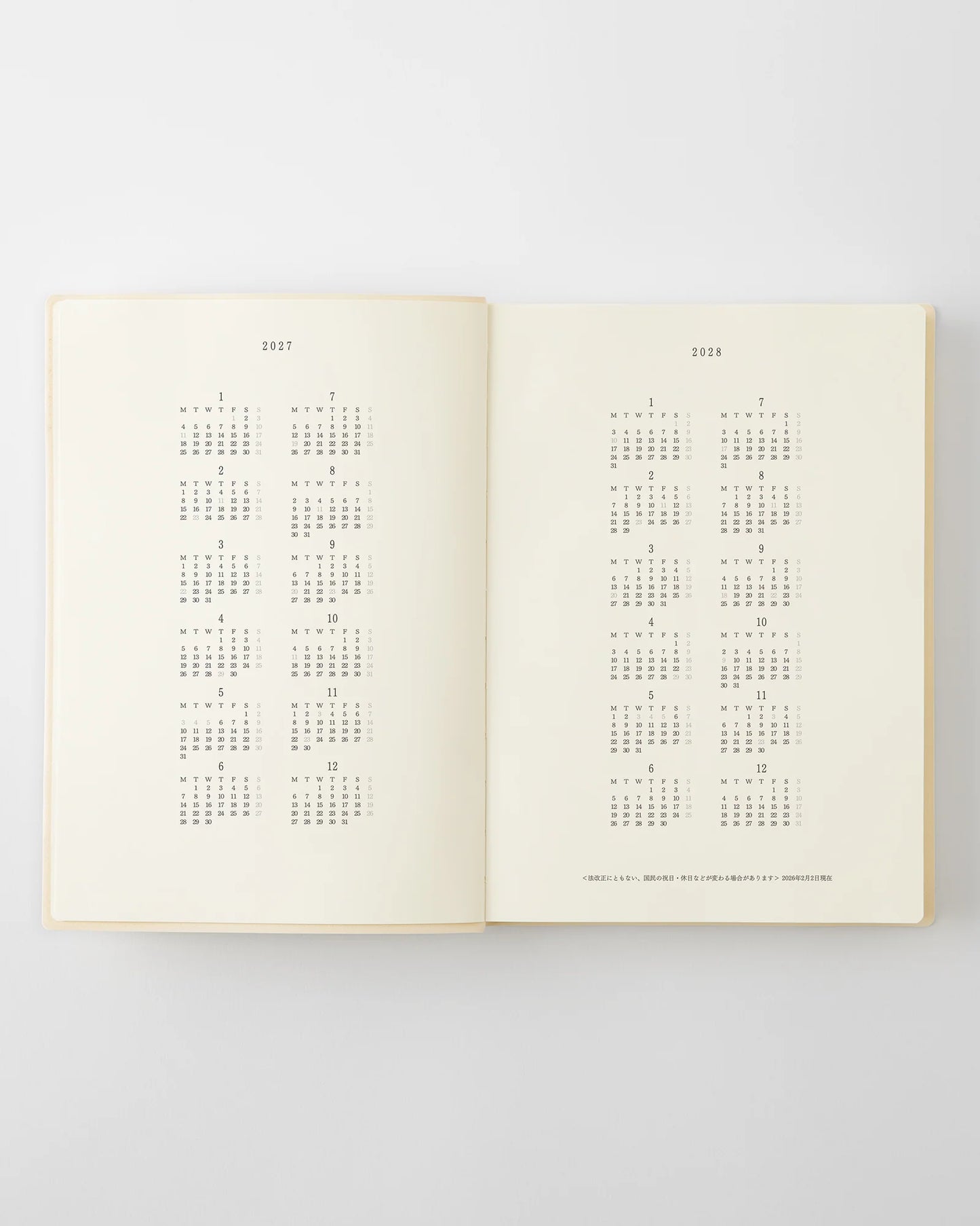 MD Notebook 2027 Diary 1 Day 1 Page - A5 Size