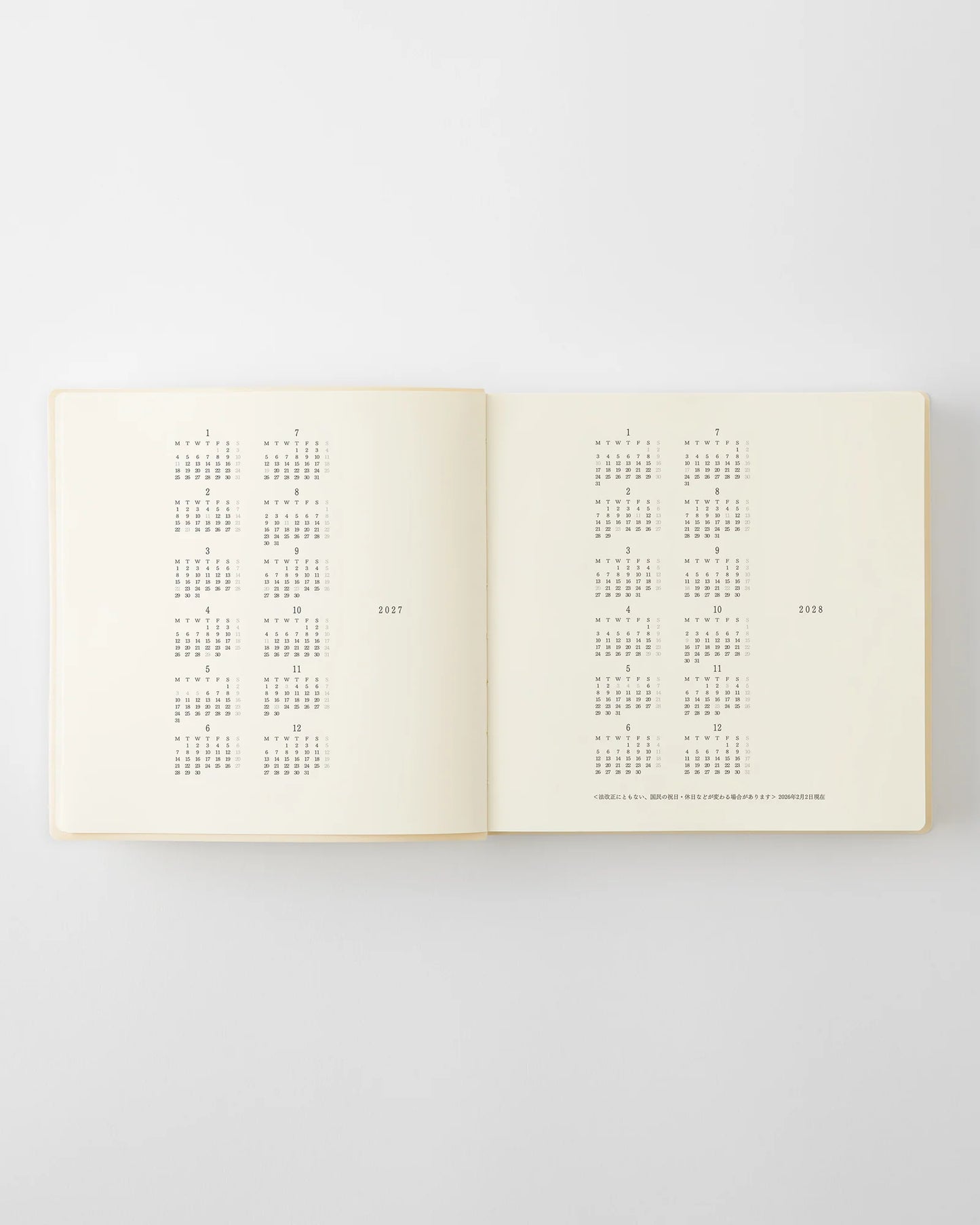 MD Notebook 2027 Diary 1 Day 1 Page - A5 Square