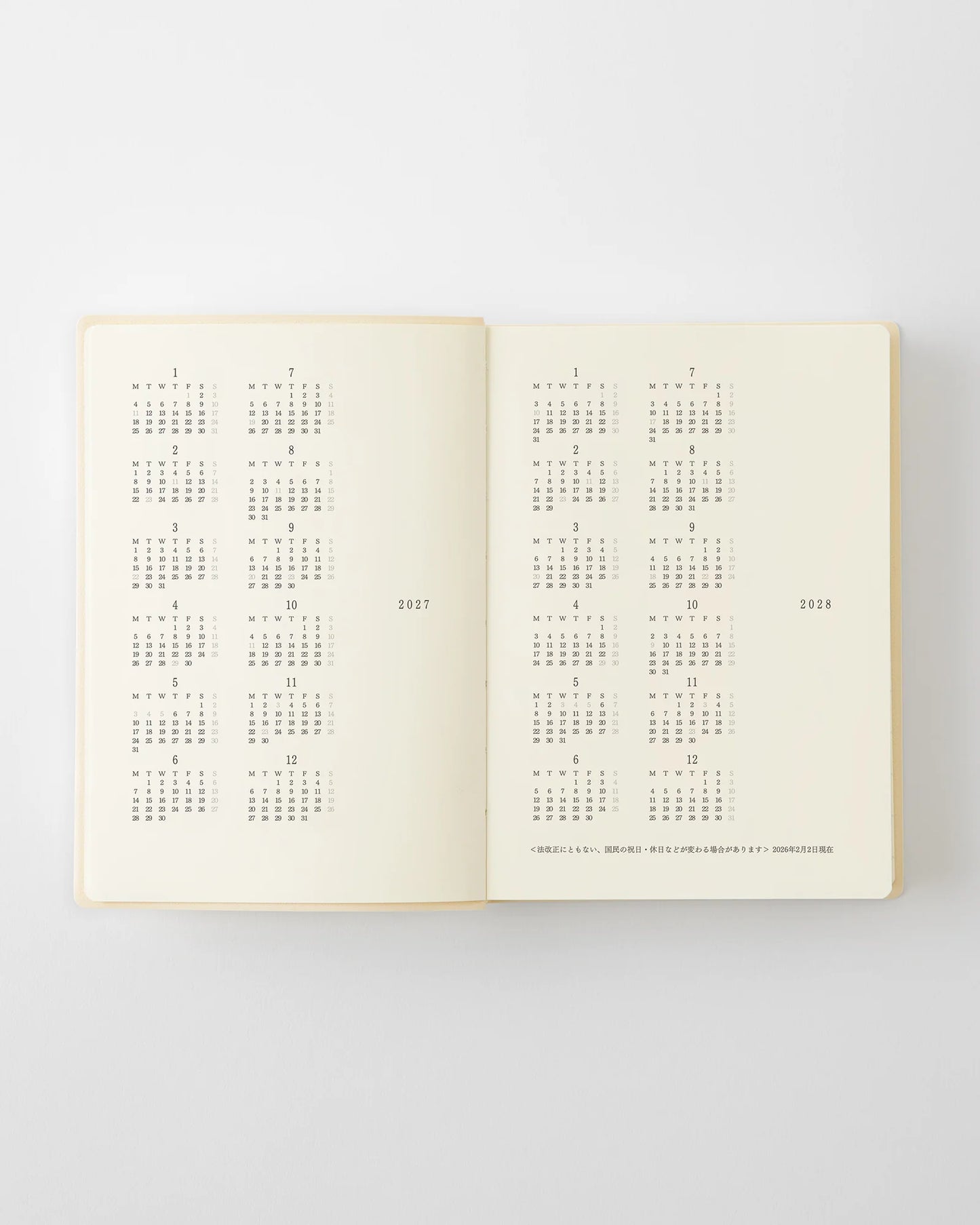 MD Notebook 2027 Diary 1 Day 1 Page - A6 Size