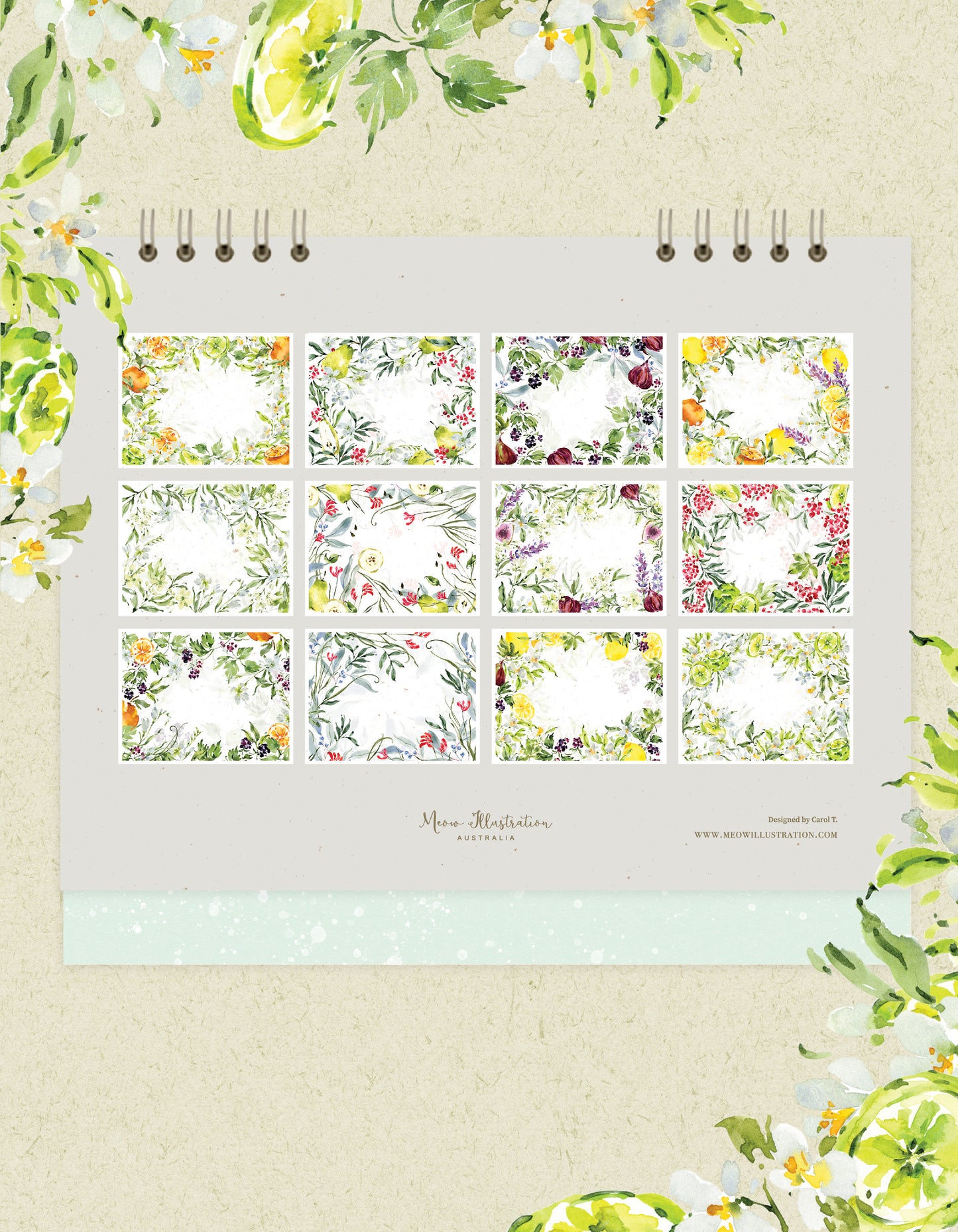 Meow Illustration Scented Memories 2025 Desk Monthly Calendar