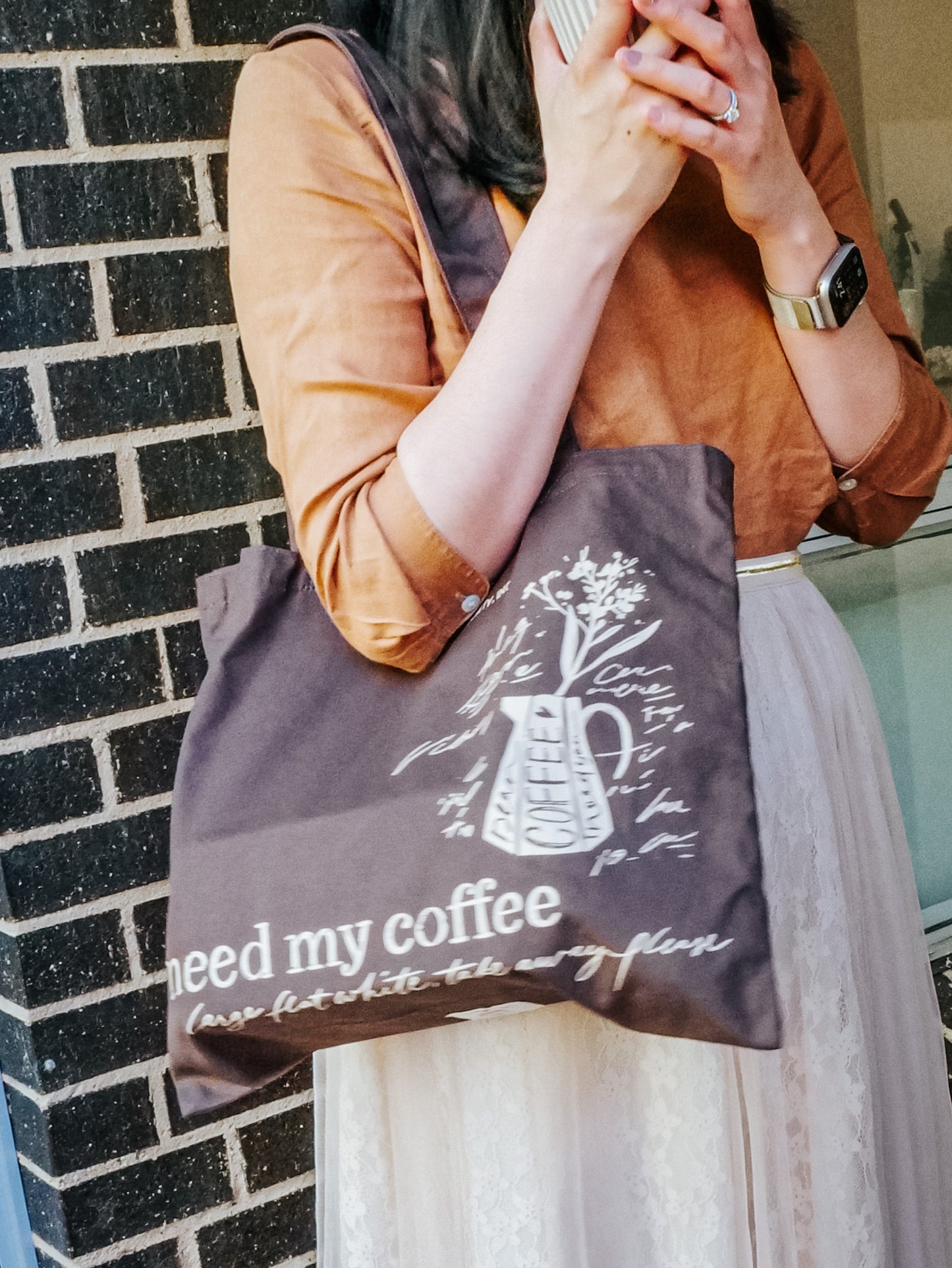 Meow Illustration I Need My Coffee Tote Bag