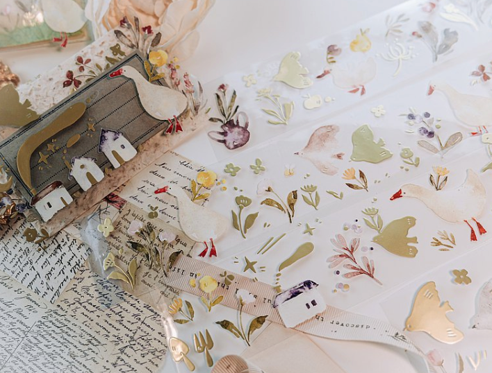 Meow Illustration Woodland Story Gold Foil Glossy PET Tape