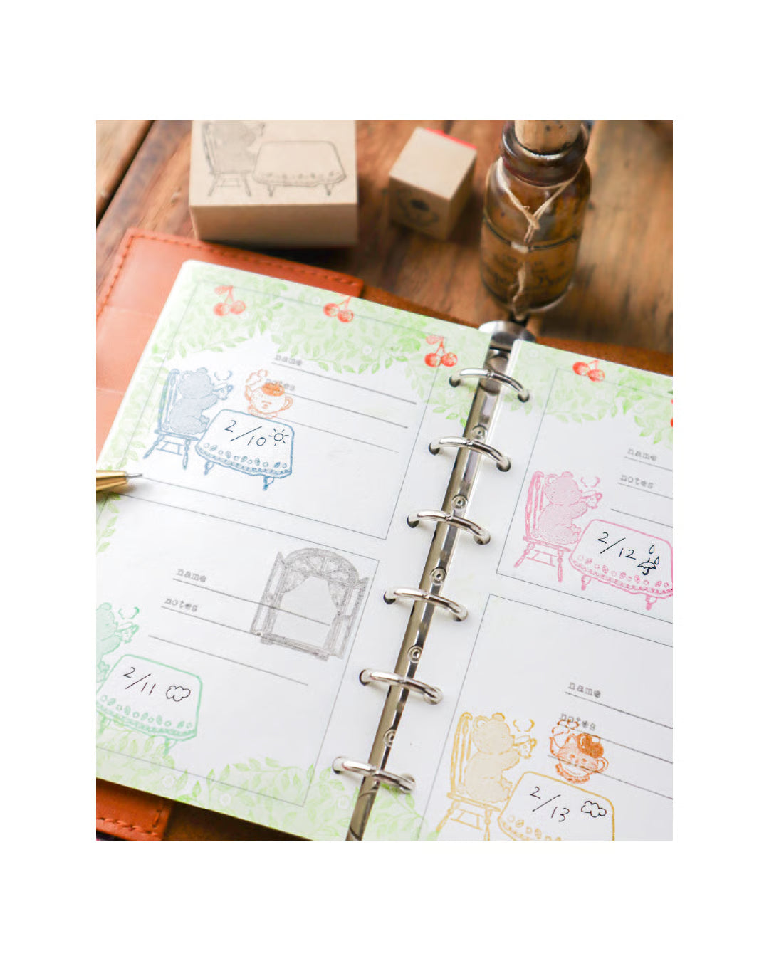meriBun Rubber Stamp - Little Bear and Afternoon Tea Stand