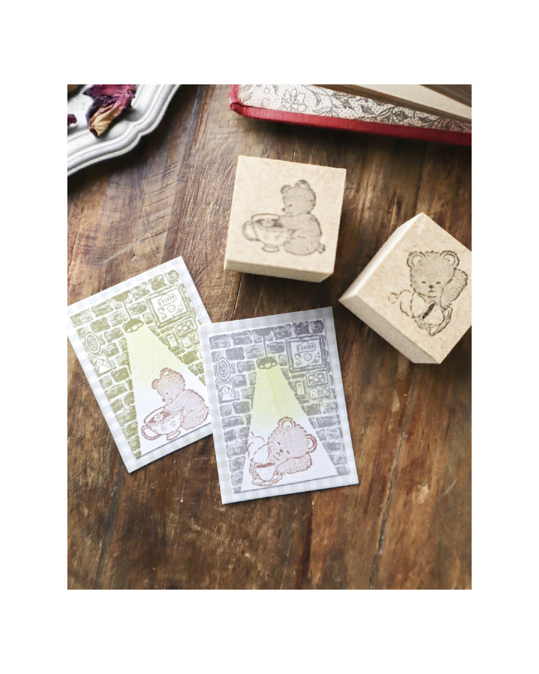 meriBun Rubber Stamp - Little Bear Nap and Little Bear with Tea Cup