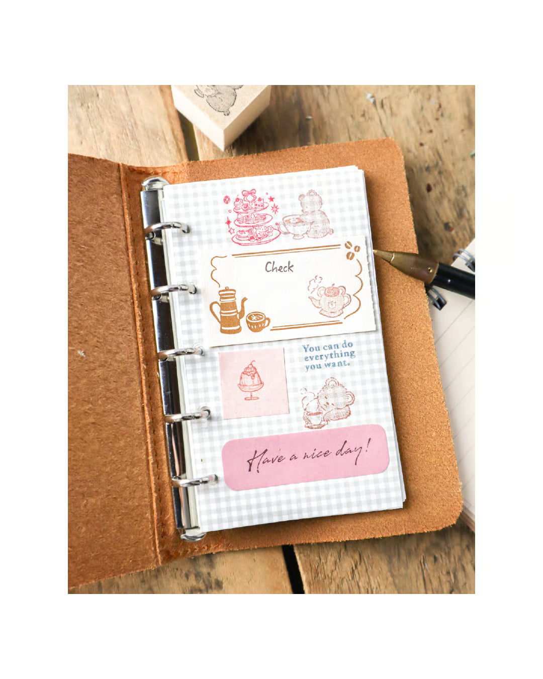 meriBun Rubber Stamp - Little Bear Nap and Little Bear with Tea Cup