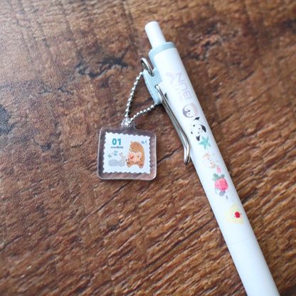 meriBun Uni-ball One Gel Pen with Charm, Postal Theme, 2 designs