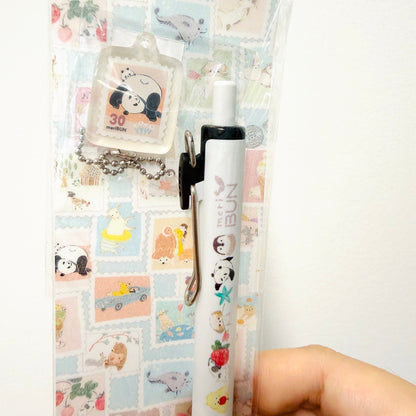 meriBun Uni-ball One Gel Pen with Charm, Postal Theme, 2 designs