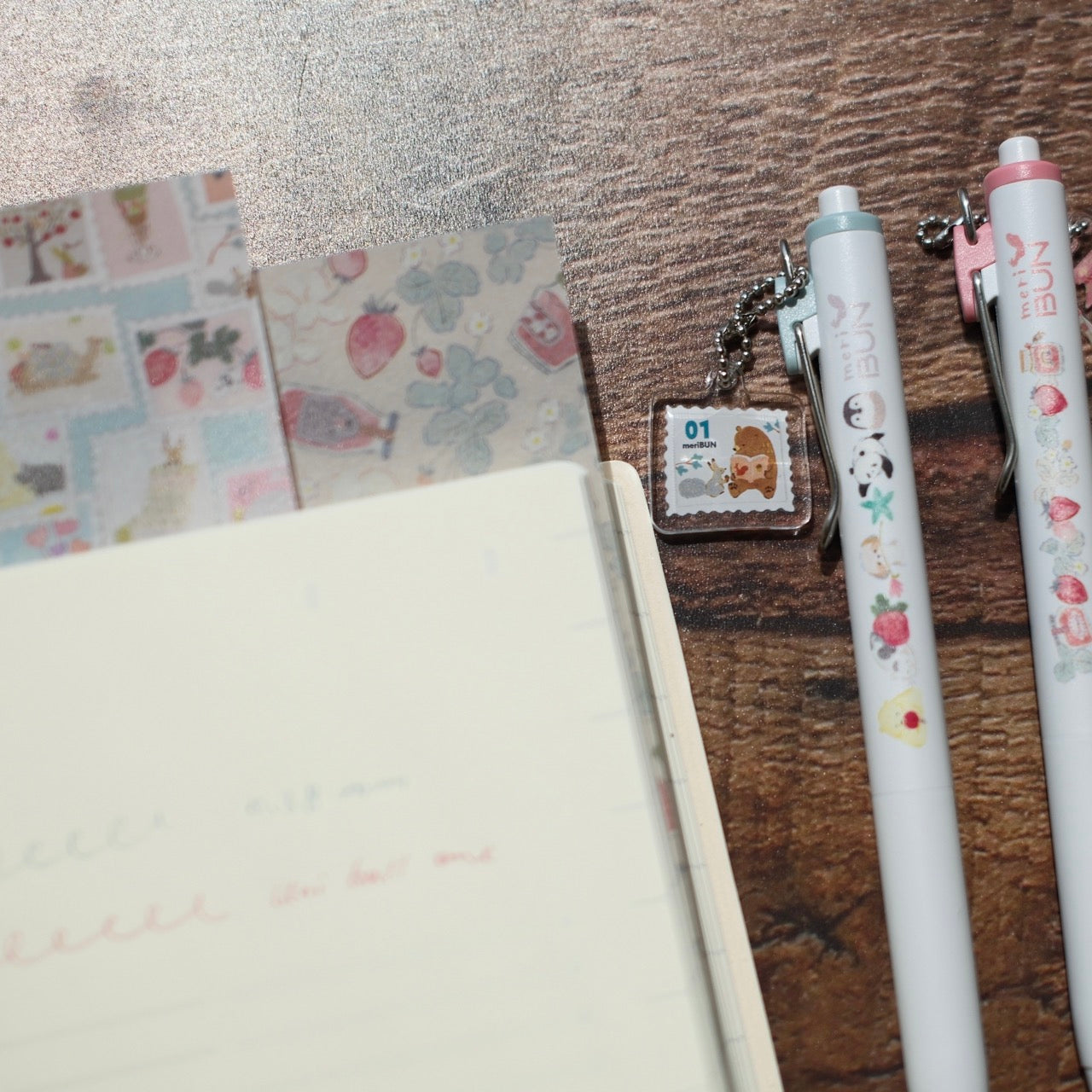 meriBun Uni-ball One Gel Pen with Charm, Postal Theme, 2 designs