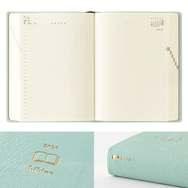 Midori Diary Hibino 2026 A6 Size - Blue Green