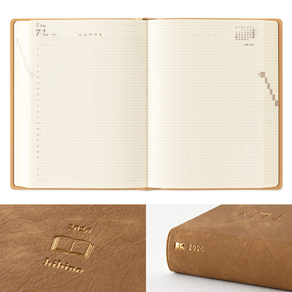 Midori Diary Hibino 2026 A6 Size - Camel