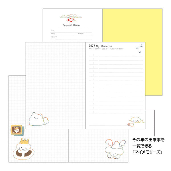 Midori 2027 Pocket Diary B6 Size, Dog