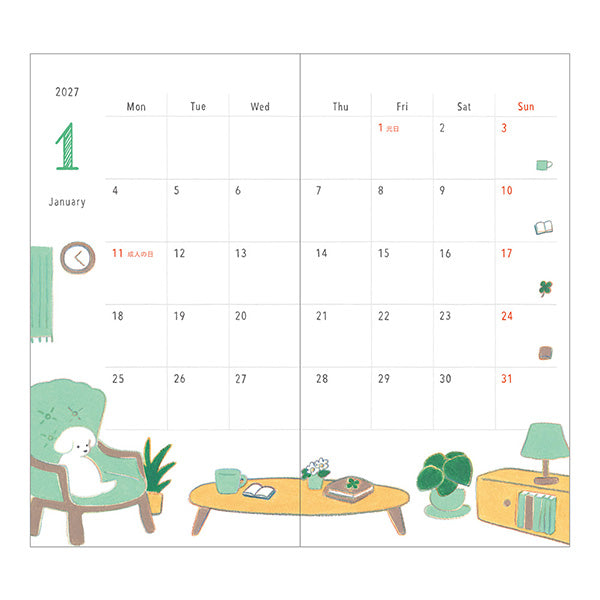 Midori 2027 Pocket Diary Slim, Dog