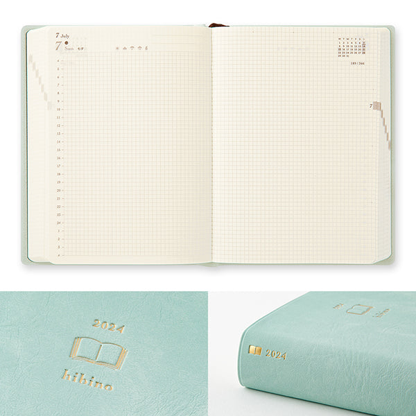 Midori Diary Hibino 2024 A6 Size - Blue Green