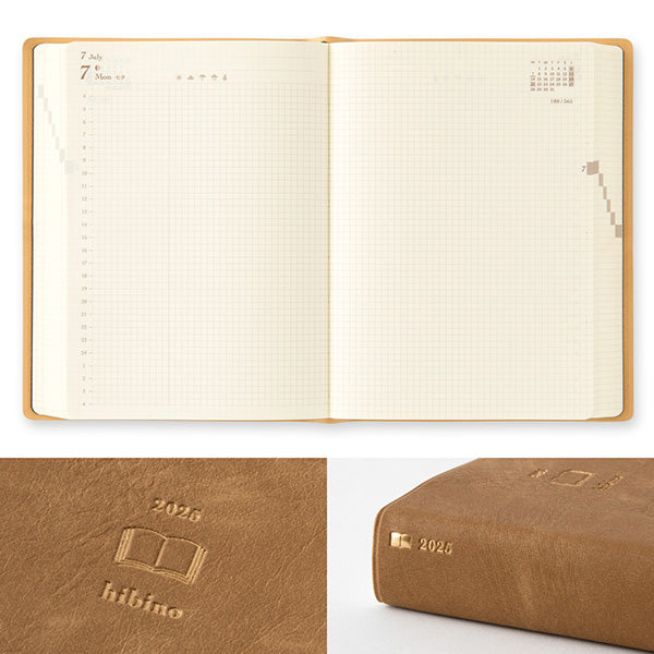 Midori Diary Hibino 2025 A6 Size - Camel