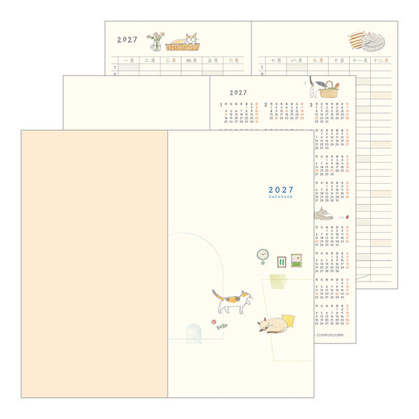 Midori 2027 Pocket Diary Slim, Cat
