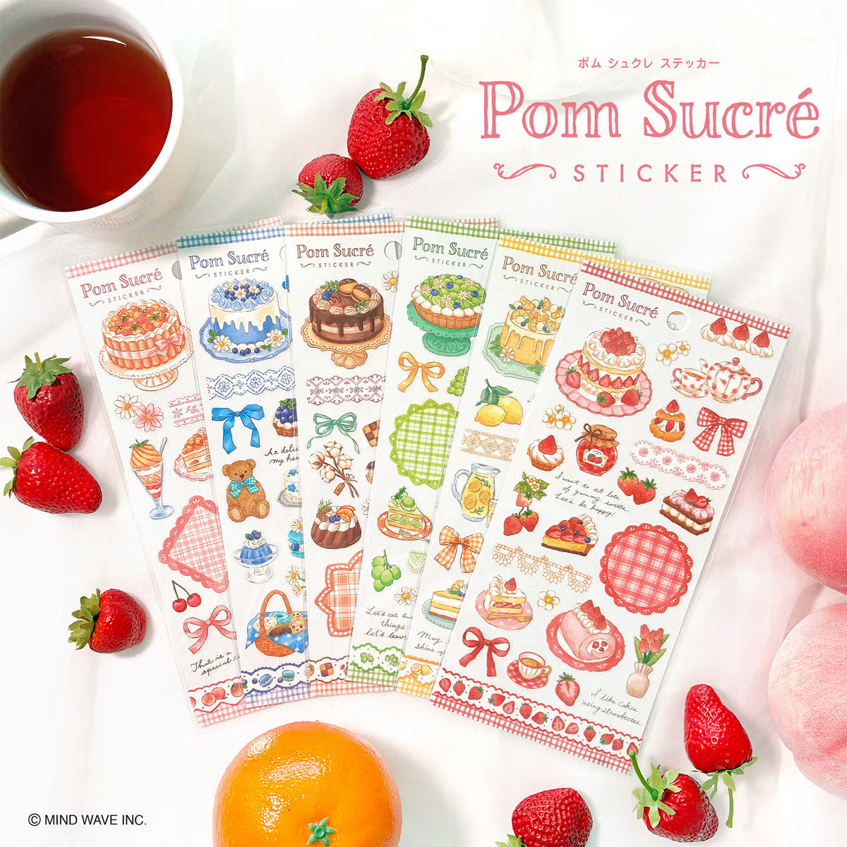 Mind Wave Pom Sucré Gold Foil Sticker, 6 designs