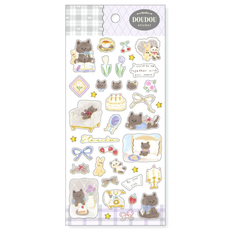 Mind Wave Doudou Gold Foil Sticker - Black Cat