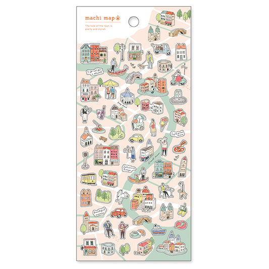 Mind Wave machi map Sticker - orange city