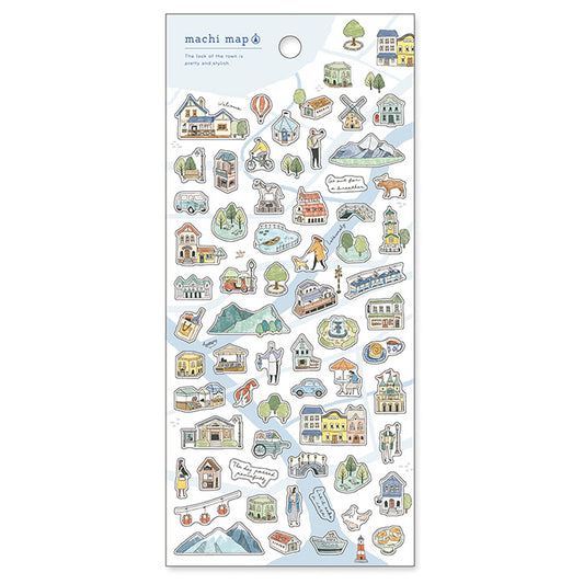 Mind Wave machi map Sticker - white city