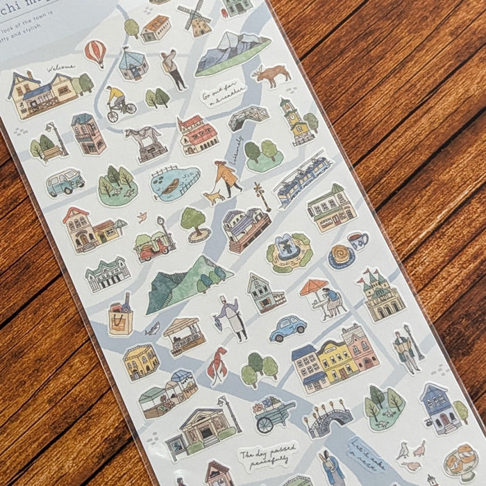 Mind Wave machi map Sticker - white city