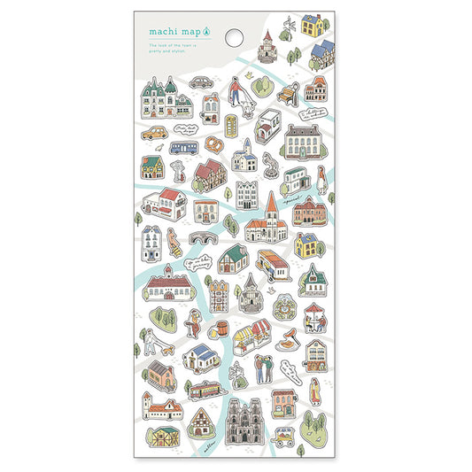 Mind Wave machi map Sticker - gray city