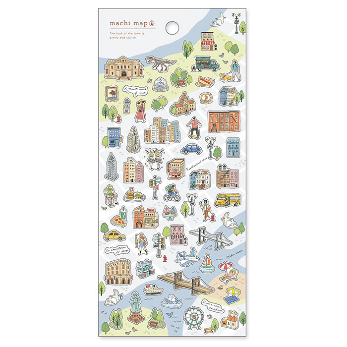 Mind Wave machi map Sticker - blue city