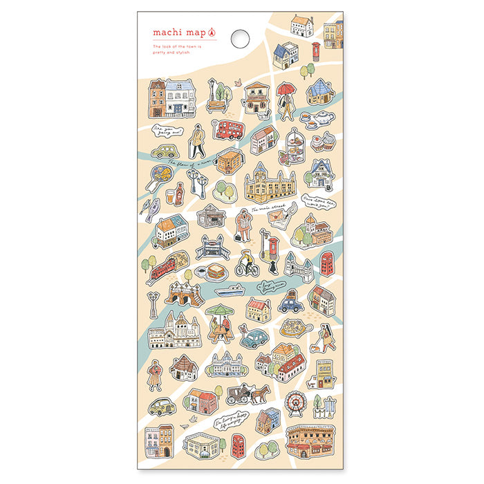 Mind Wave machi map Sticker - brown city