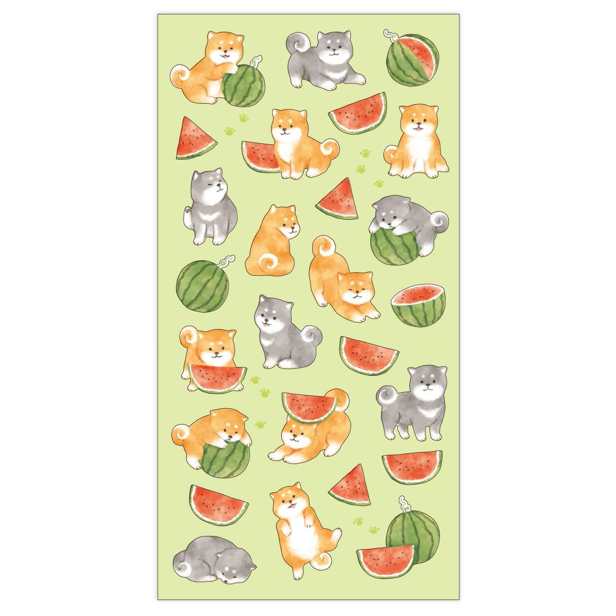 Mind Wave Summer Collection Sticker - Watermelon and Shiba in Washi Paper