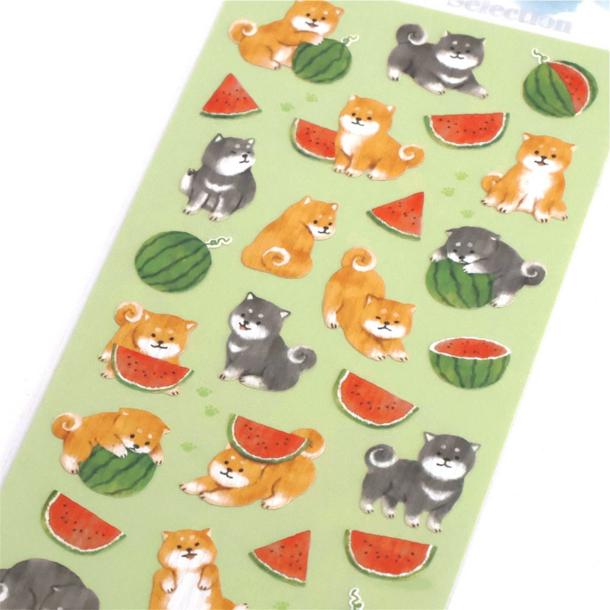Mind Wave Summer Collection Sticker - Watermelon and Shiba in Washi Paper
