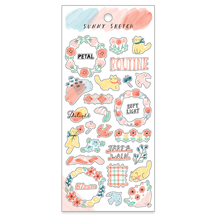 Mind Wave Sunny Sketch Watercolor Sticker - Pink