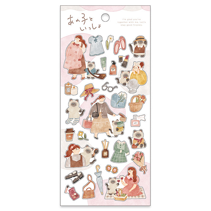 Mind Wave The Girl Sticker - Together with the Cat