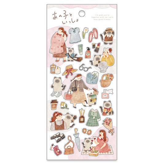 Mind Wave The Girl Sticker - Together with the Cat