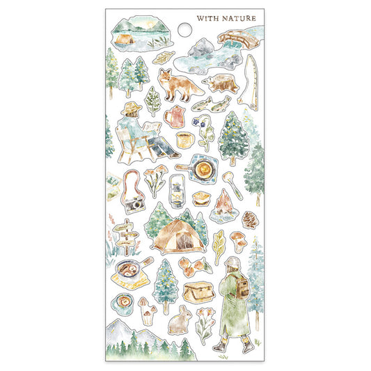 Mind Wave With Nature Gold Foil Sticker - Hiking
