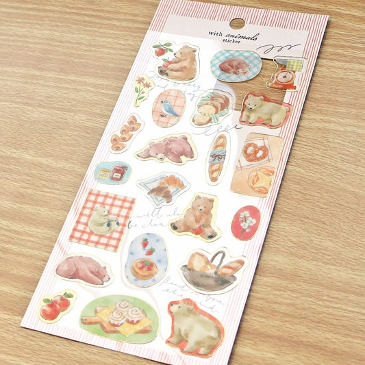 Mind Wave With Animals Gold Foil Sticker - Bear