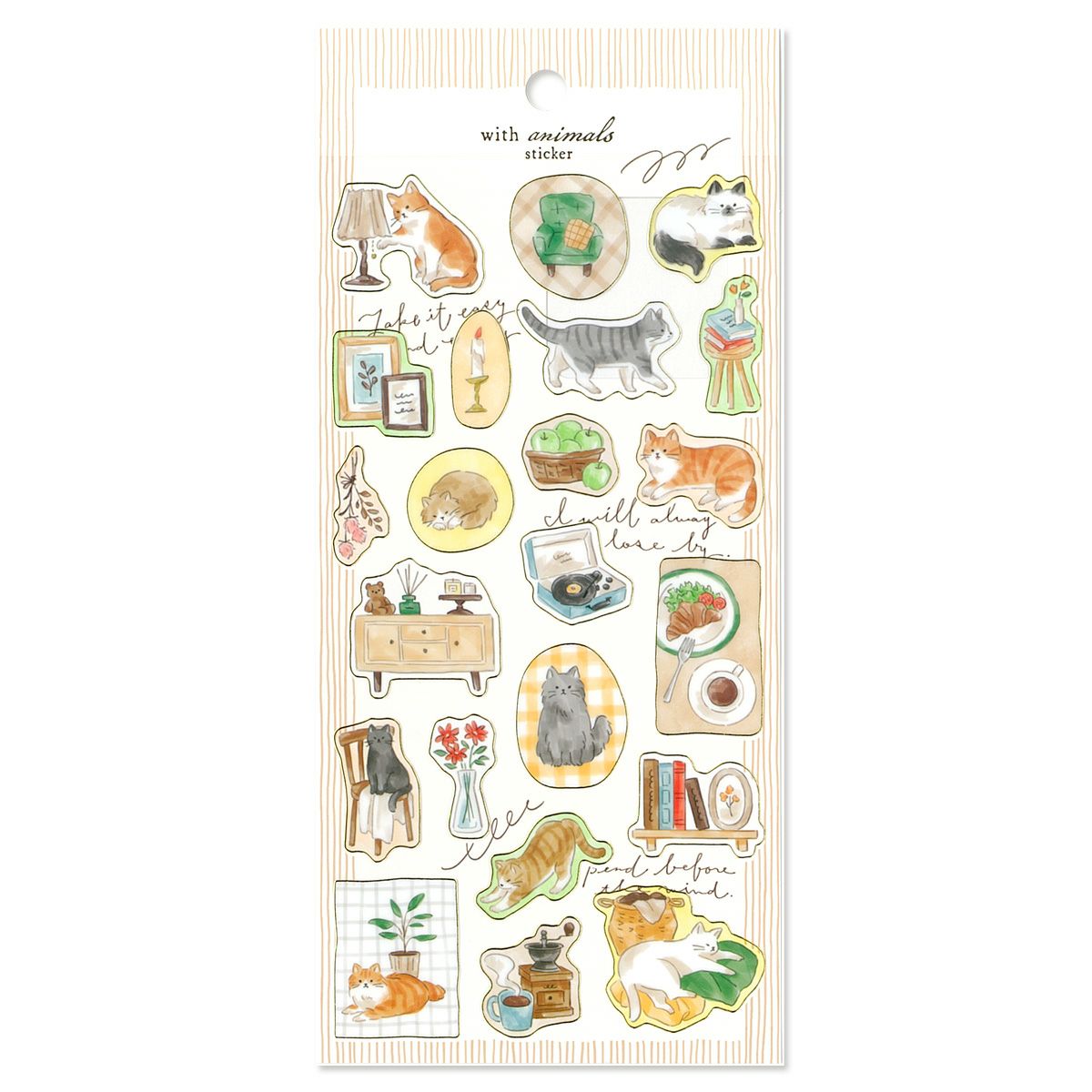 Mind Wave With Animals Gold Foil Sticker - Cat