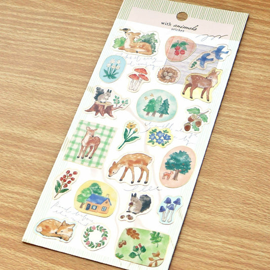 Mind Wave With Animals Gold Foil Sticker - Deer