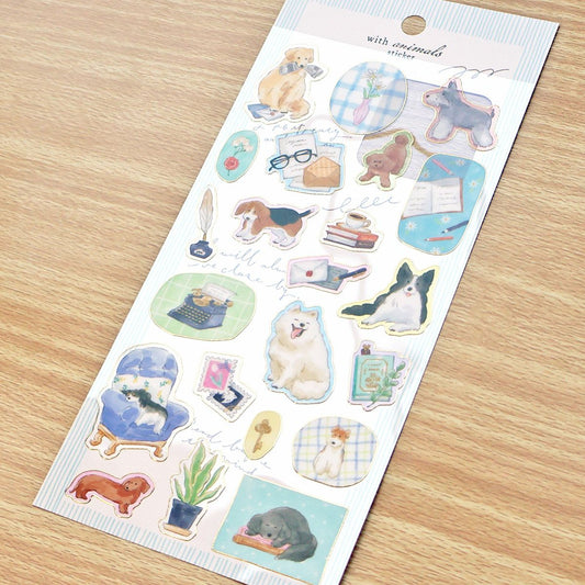 Mind Wave With Animals Gold Foil Sticker - Dog