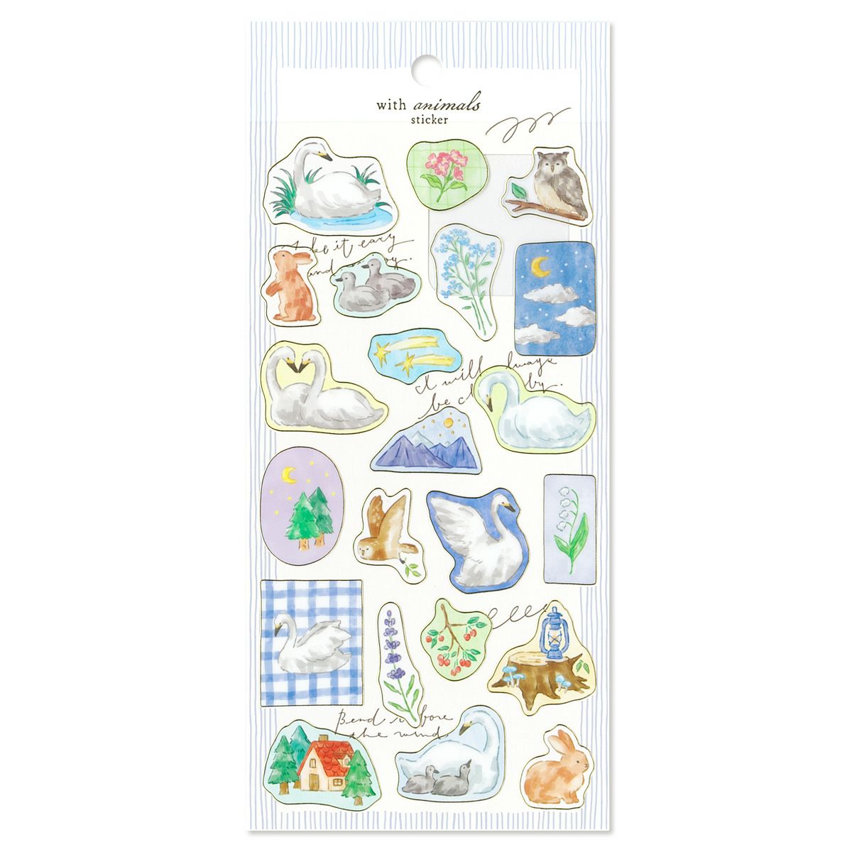 Mind Wave With Animals Gold Foil Sticker - Swan