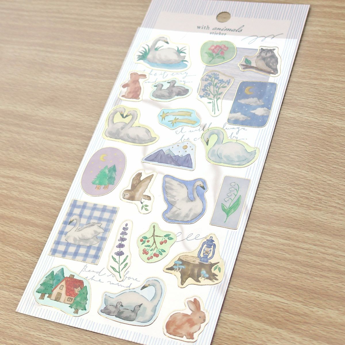 Mind Wave With Animals Gold Foil Sticker - Swan