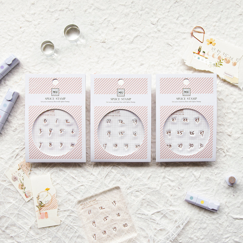 MU Lifestyle My Icon Clear Stamp Set - No.34 Handwriting Numbers (0-10)