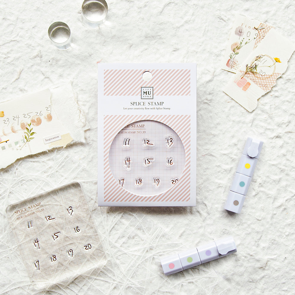 MU Lifestyle My Icon Clear Stamp Set - No.35 Handwriting Numbers (11-20)