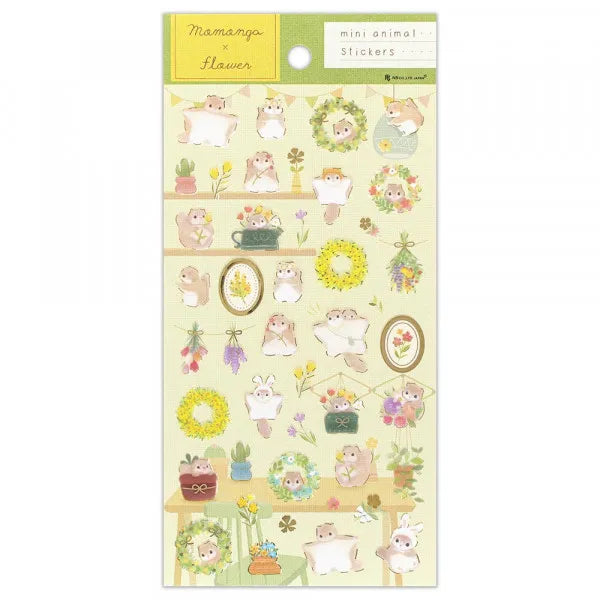 NB Mini Animal PET Sticker Sheet with Gold Foil - Flying Squirrel and Flower