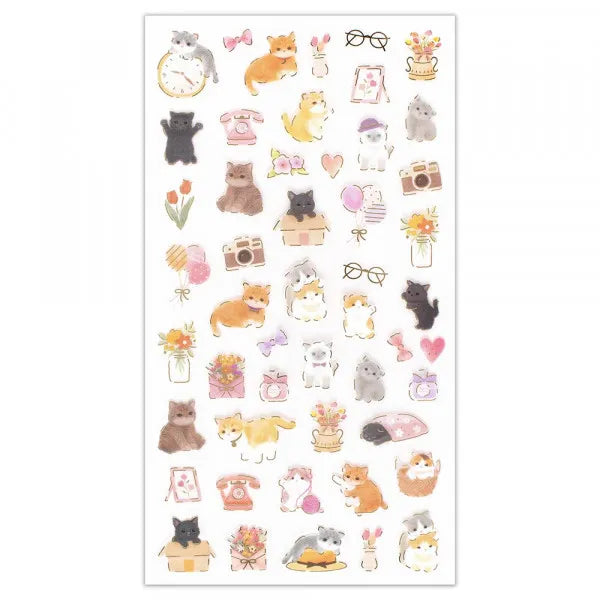 NB Mini Animal PET Sticker Sheet with Gold Foil - Kitten and Holiday