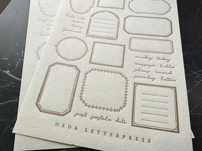 OEDA Letterpress Frame Sticker Sheet, 2 Colors